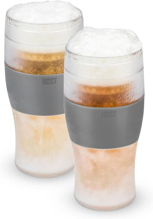 FREEZE Beer Glasses, 16oz Frozen Beer Mugs, Freezable Pint Glasses, Fathers Day Gifts