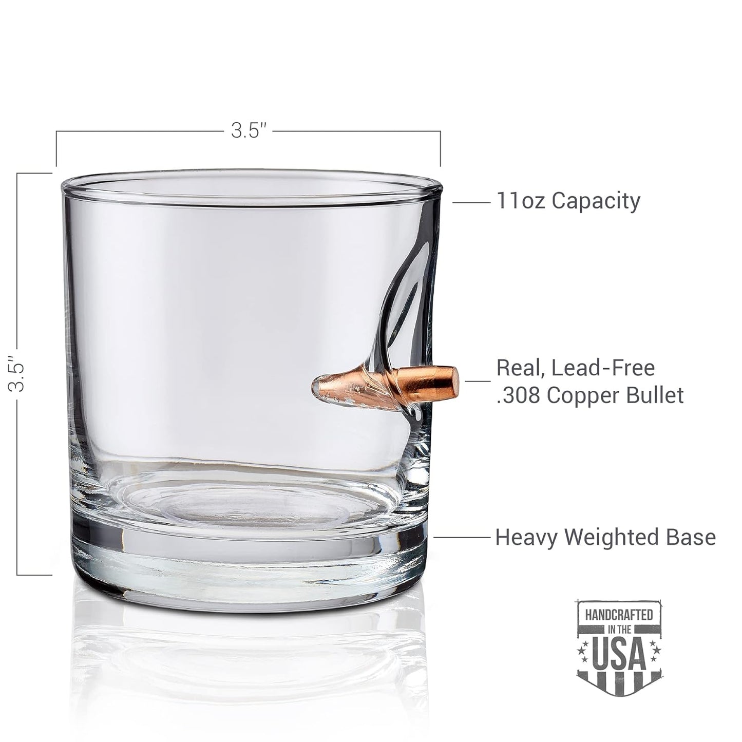 BenShot Rocks Glass with Real .308 Bullet - 11oz