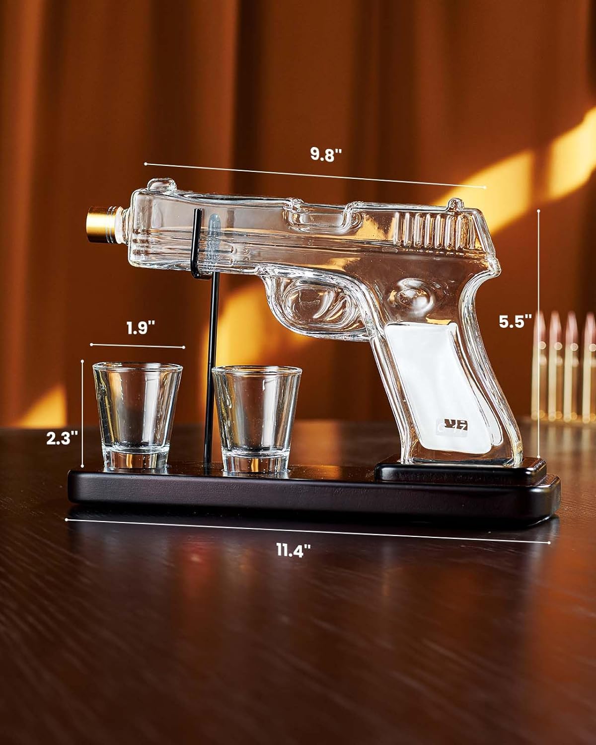 15.2 Oz Whiskey G17 Gun Decanter Set with Glass, Unique Dad Gift, Cool Pistol Dispenser Present for Liquor Vodka Bar