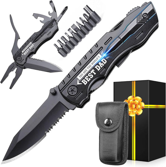 Fathers Day Gift from Kids - YOU ARE THE WORLD’S BEST DAD Multitool Folding Knife, Cool Gadget