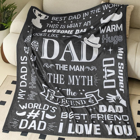 Fathers Day Blanket - I Love You Dad Blankets for Fathers Day, 70" L x 50" W