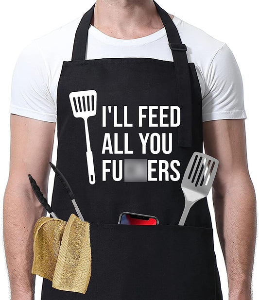 Funny Cooking Aprons for Men Women - Dad Gifts Cool BBQ Grilling Chef Apron for Men