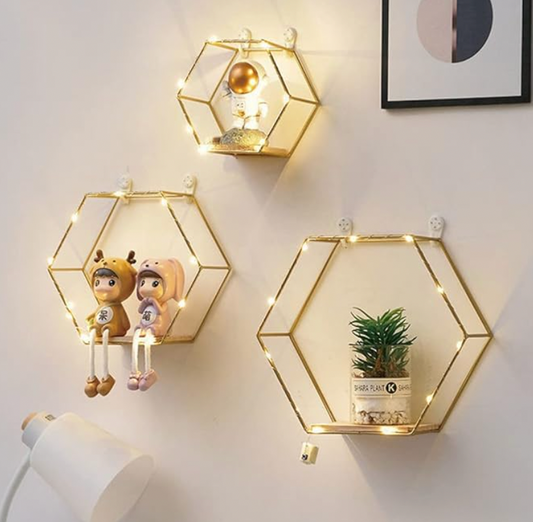 Hexagon Floating Shelves Wall Decor